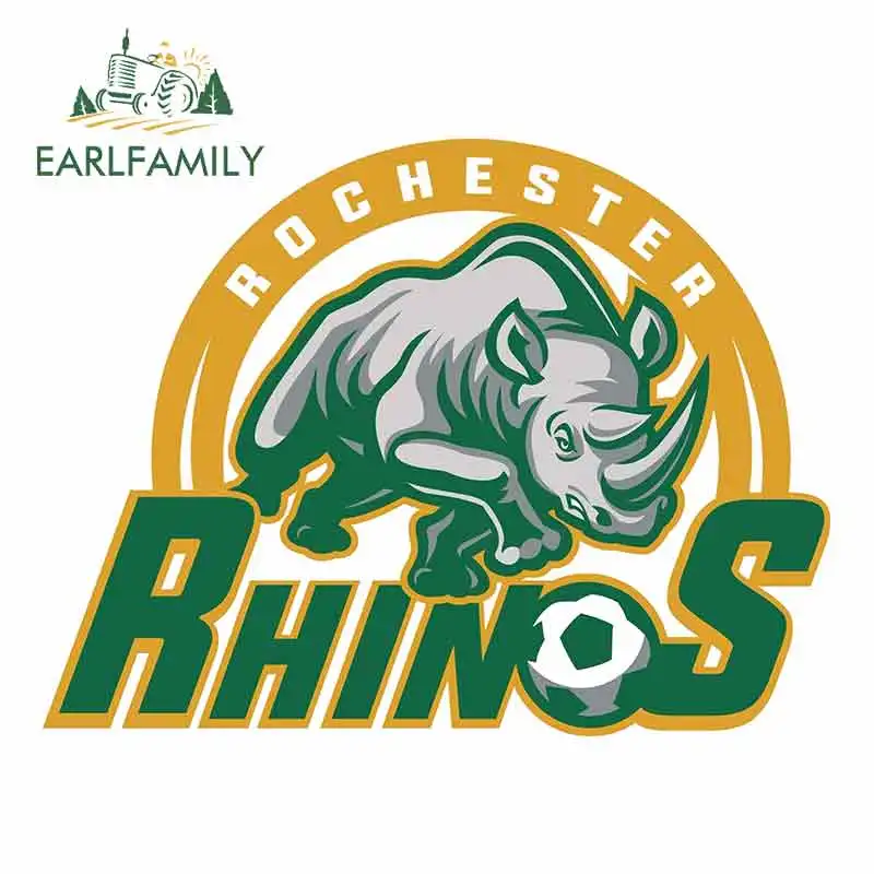 

EARLFAMILY 13cm x 9.8cm for Rochester Rhinos FC USL Soccer Car Stickers Helmet Motorcycle Sunscreen Vinyl Trunk Truck Graphics
