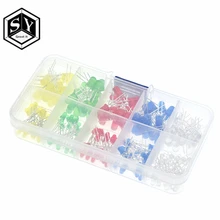 200 шт./лот, 3 мм, 5 мм, светодиодный комплект с коробкой, разноцветный, красный, зеленый, желтый, синий, белый светильник, светодиод, ассортимент, 20 шт., чехол