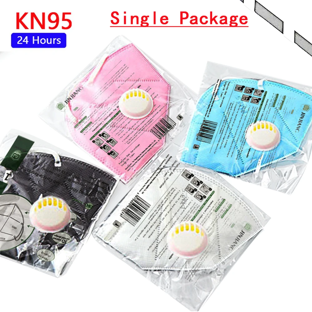 10/50/ 100 Pcs Disposable Respirator Dust Filter KN95 Mask Black Face Mouth KN95Mask ffp2 Pink