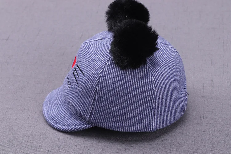 Hylidge Pompom Hat, детская бейсбольная Кепка с вышивкой, милая шапка для маленьких девочек и маленьких девочек, зимние теплые шапки для мальчиков и девочек, 1 шт