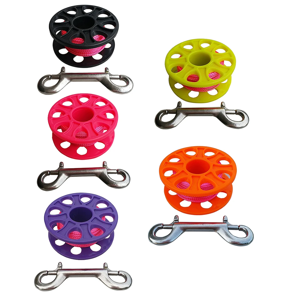 Plastic Dive Reel, Guide Line Finger Spool 18m / 30m Line & Dual Ended Bolt Snap Clip for Scuba Diving