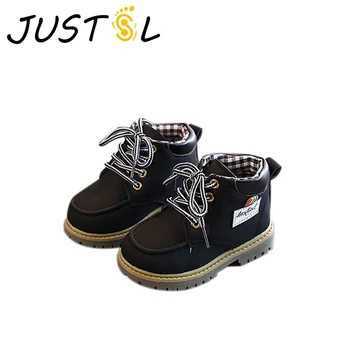 

JUSTSL 2020 Autumn New Child Fashion Boots Kids Black Martin boots Fashion Girls Boys Non-slip Toddler Shoes Size 22-26