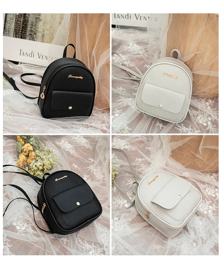 Fashion PU Leather Bags Girls Small Backpack School Bag Backpacks