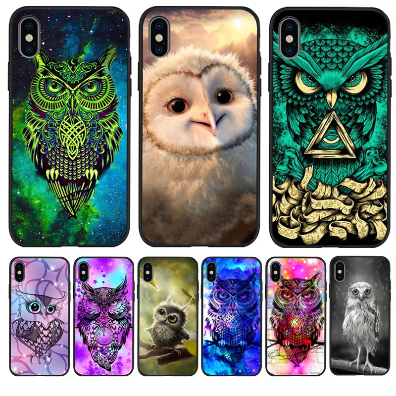 

Owl luxury For iPhone X XR XS 11 Pro Max 5 5S SE 6 6S 7 8 Plus Oneplus 5T Pro 6T phone Case Cover Coque Etui funda capa cartoon