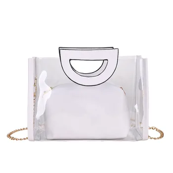 

Summer Pvc Transparent Portable Cosmetic Bag Waterproof Shoulder Bag Fashion Handbag