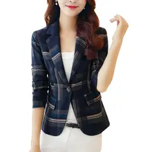 

50% HOT SALES！！！Office Fashion Women Plaid Print Jacket Suit Long Sleeve Slim Fits Blaze Outwear