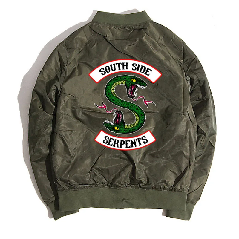 Дропшиппинг, новинка, горячая Se, толстые куртки-бомберы с принтом ривердейла MA1, армейская военная куртка с принтом «южная сторона» и «Змея», повседневная мужская куртка - Цвет: Армейский зеленый