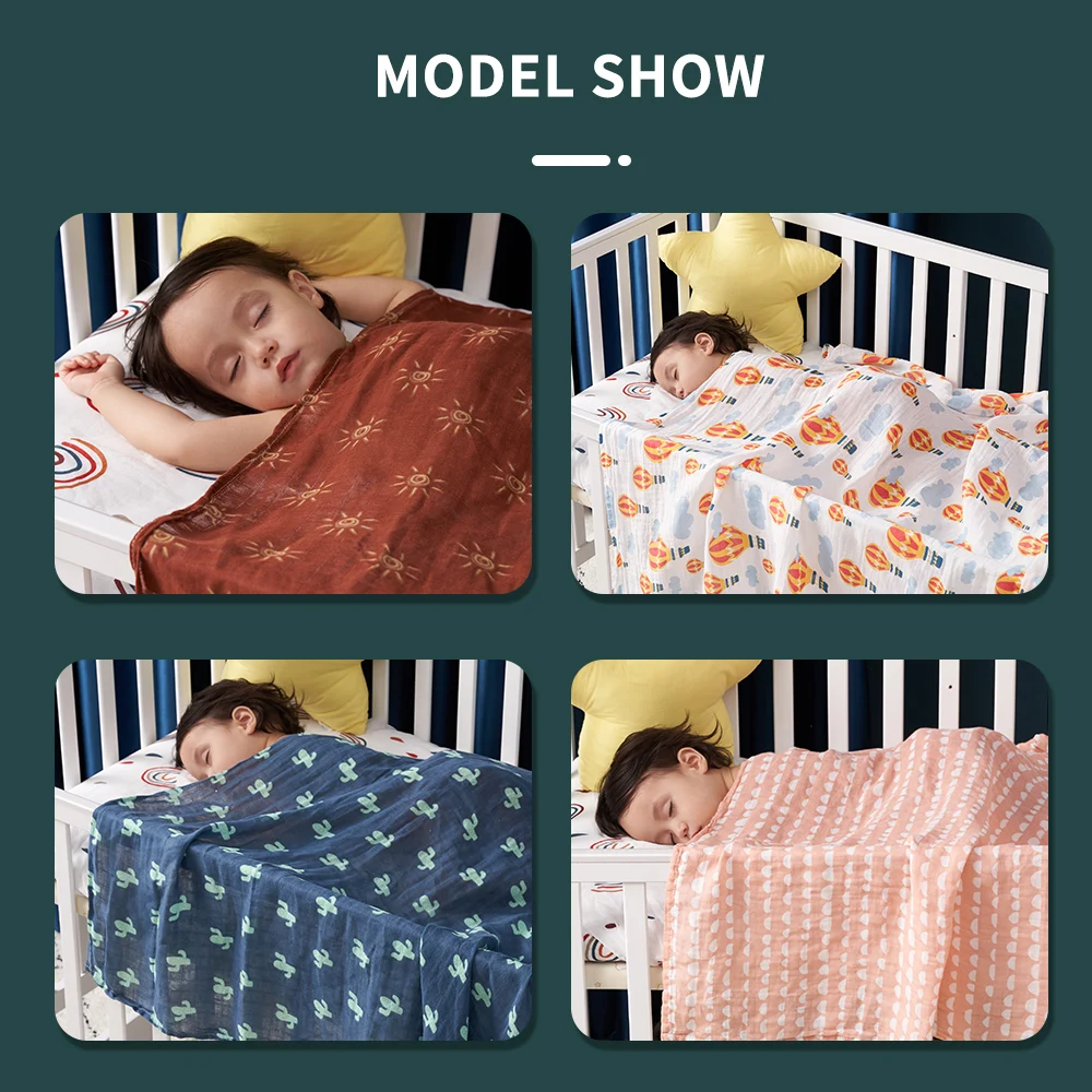 Happy Flute Baby Muslin Swaddle 100% Cotton Soft Baby Blanket For Newborn Girl and Boy Baby Wrap Sleepsack Bath Towel 120*110cm 3