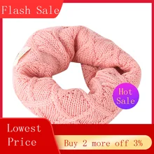 Женский, 1 шт., зимний, теплый, матовый, вязаный, Круглый, детский, однотонный, вязаный, шерстяной, уплотненный, сохраняющий тепло, ветронепроницаемый шарф# N6