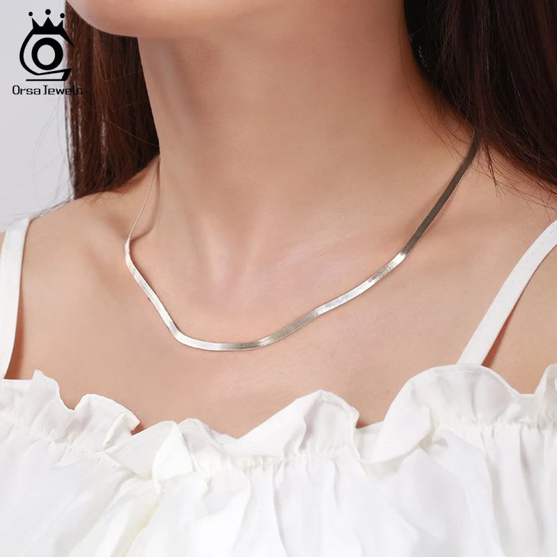 ORSA JEWELS 幅 4.5 ミリメートル 925 シルバーフラットスネーク ORSA JEWELS 幅 4.5 ミリメートル 925 シルバーフラットスネーク