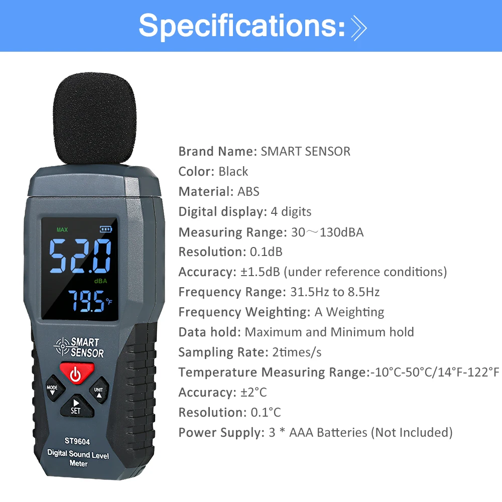 Умный датчик 30-130dBA измеритель уровня звука ЖК-дисплей Snometer измеритель шума цифровой прибор для измерения шума децибел Тестер