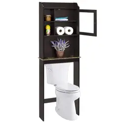 Armario de baño moderno sobre el inodoro, organización ahorradora de espacio, armario de almacenamiento de madera para el Hogar, baño Espresso