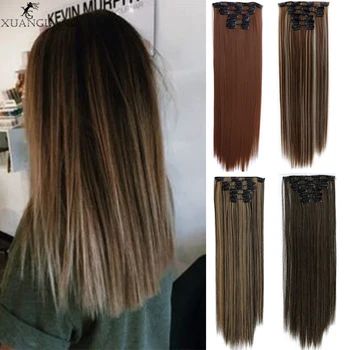 

XUANGUANG 22 inch Fashion hair receiving piece Straight hair Long hair wig hair Hair Extensions High temperature resistance