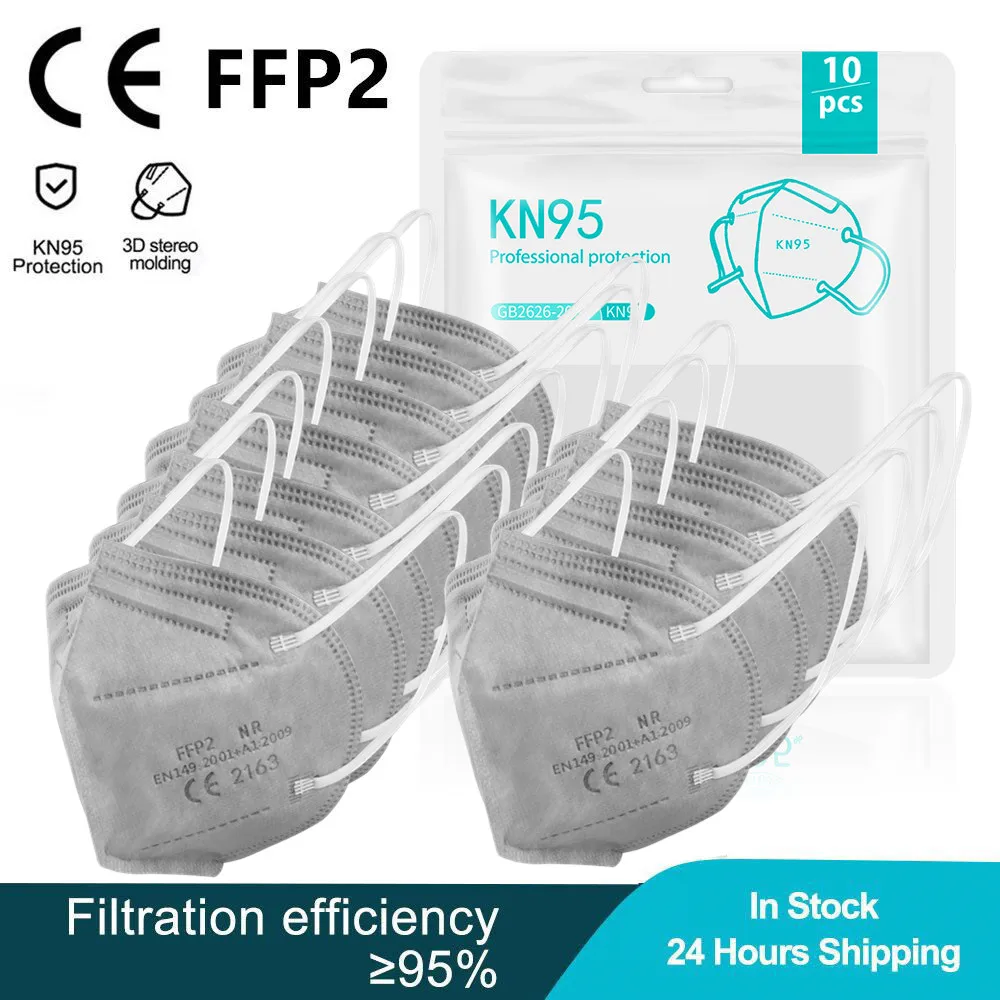 KN95 Mask Gray CE FFP2 Face Mouth Facial Masks 5 Layers Filter Reusable Protective 95% Respirator ffp3 Mascarillas ffpp2 | Безопасность