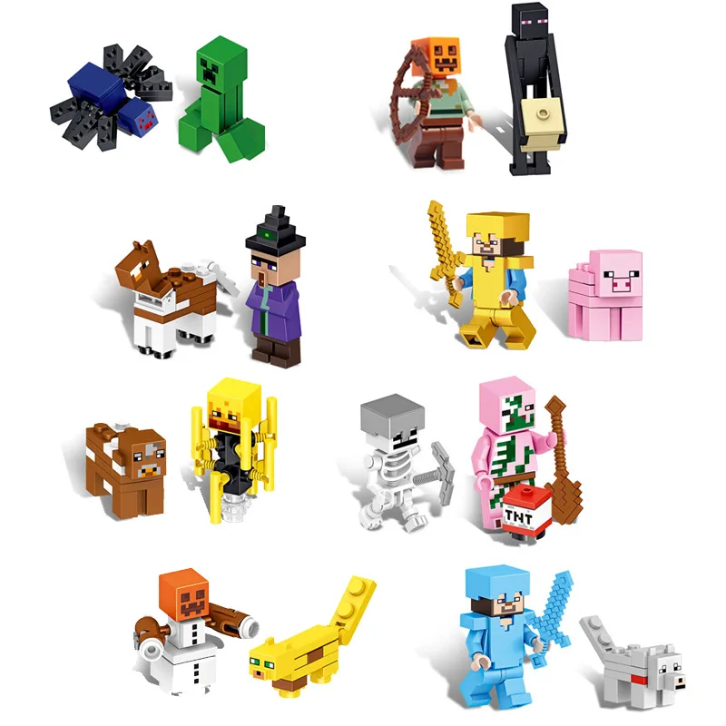 

16 Figures Compatible MinecraftINGLys Minecrafts Building Block Minifigure Dolls Children's Educational Assembly Toy Gift
