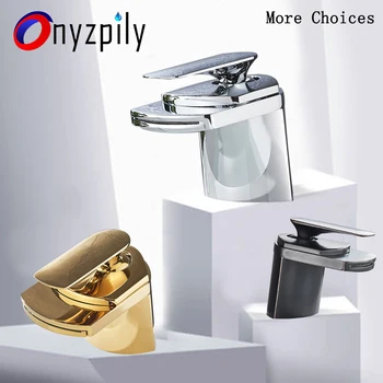 

Onyzpily Chrome ORB Golden Polished Deck Mount Bathroom Sink Faucet Set Basin Mixer Tap Single Hole Single Handle Modern