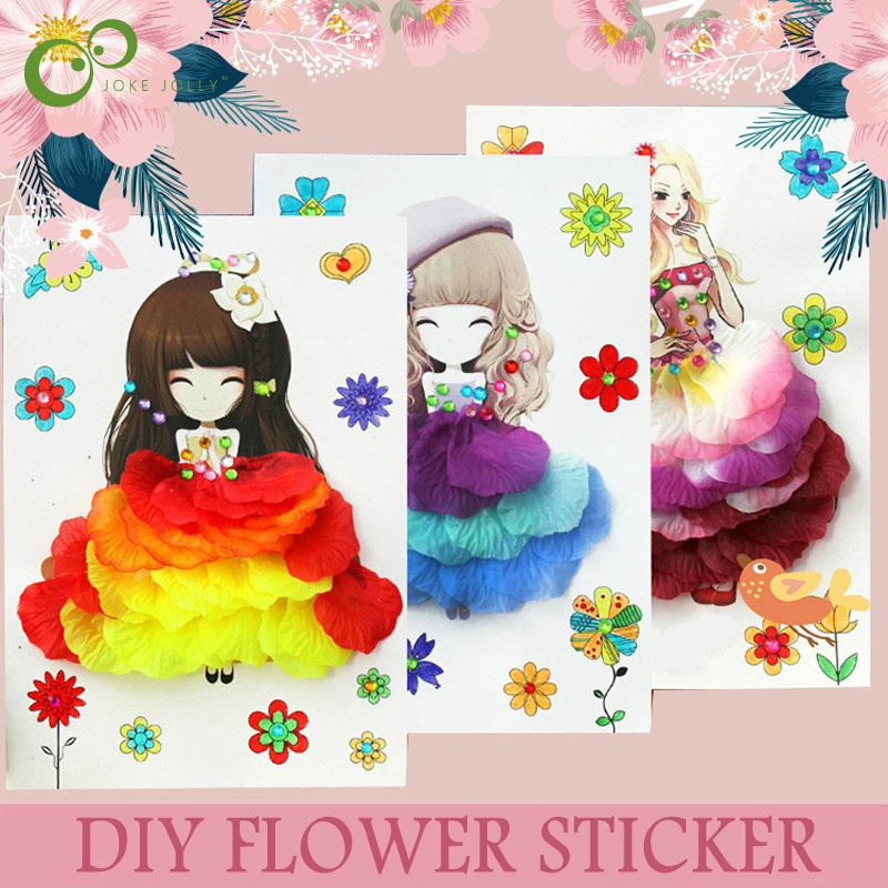 Children DIY flower stickers Drawing Toy Stickers For Home Kindergarten  Nursery Educational Picture Handmade Paste Painting ZXH