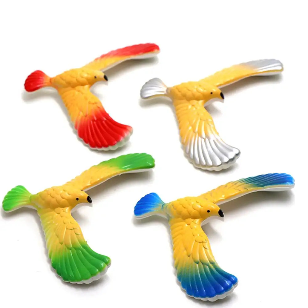 Random Amazing Balancing Eagle with Pyramid Stand Magic Bird Desk Toy Fun Learn Balancing Bird with Clear Triangle Stand for Desk Kids Toys