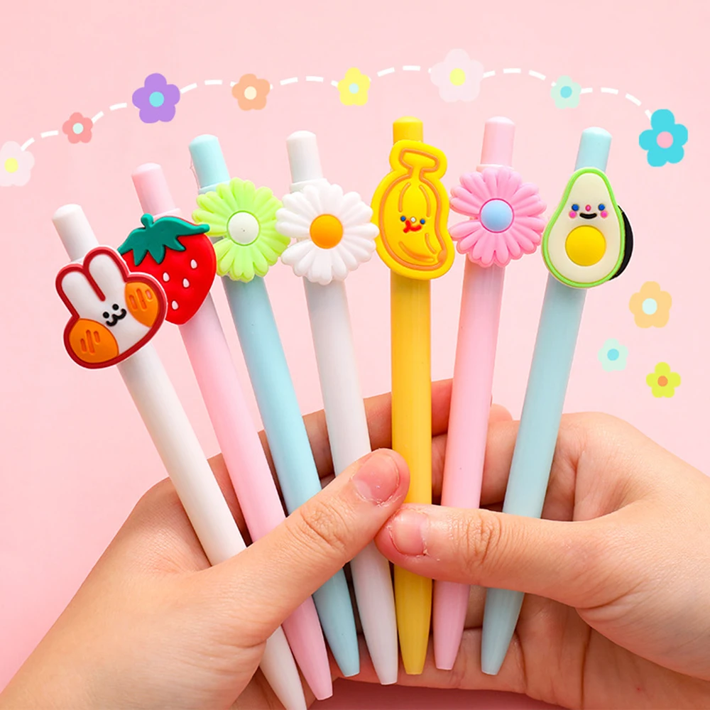 

1 Pcs Kawaii Gel Pen 0.5mm Black Blue Ink Student Writing Signature Pens Cute Girl Gift Stationery School Office Supply