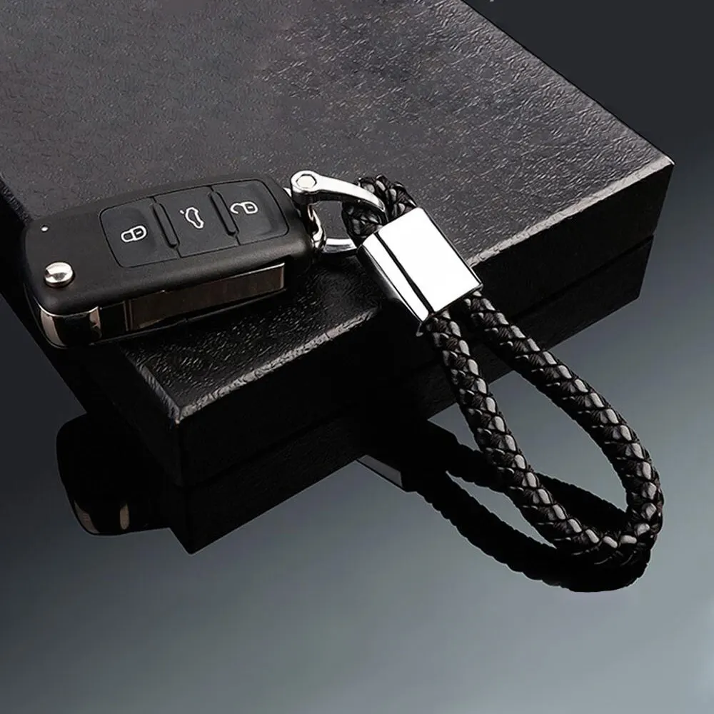 1x Metal Genuine Leather Car Emblem Logo Keychain Keyring For BMW E90 E60 F30 F10 E87 X5 E70 E92 E9