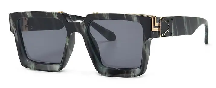black green gray Ретро толстые рамки квадратные большие солнцезащитные очки унисекс модные летние Пластиковые градиентные брендовые дизайнерские женские солнцезащитные очки - Цвет линз: black green gray