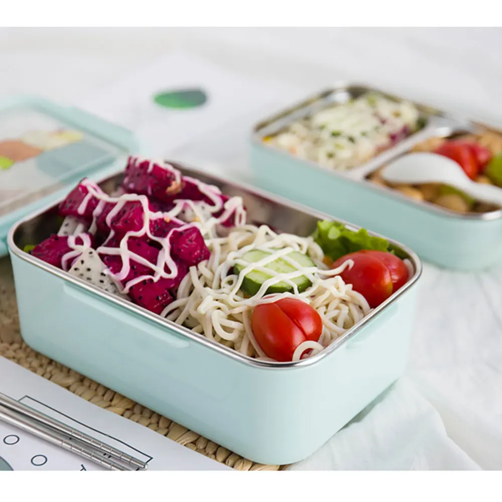Термальный контейнер Bento для обеда коробка двухслойная 304 нержавеющая сталь Ланч Бокс Кемпинг студентов Отопление путешествия мультфильм прочные столовые приборы