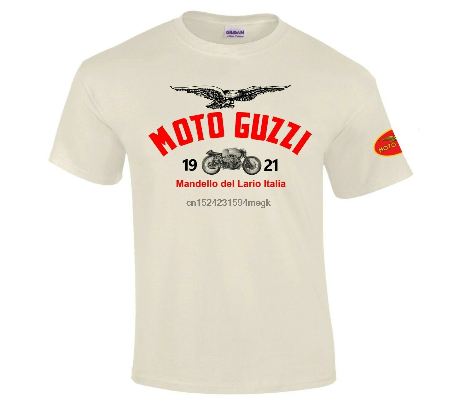 Ретро Винтаж Байкер Moto Guzzi 1921 изображение логотипа премиум качества футболка S