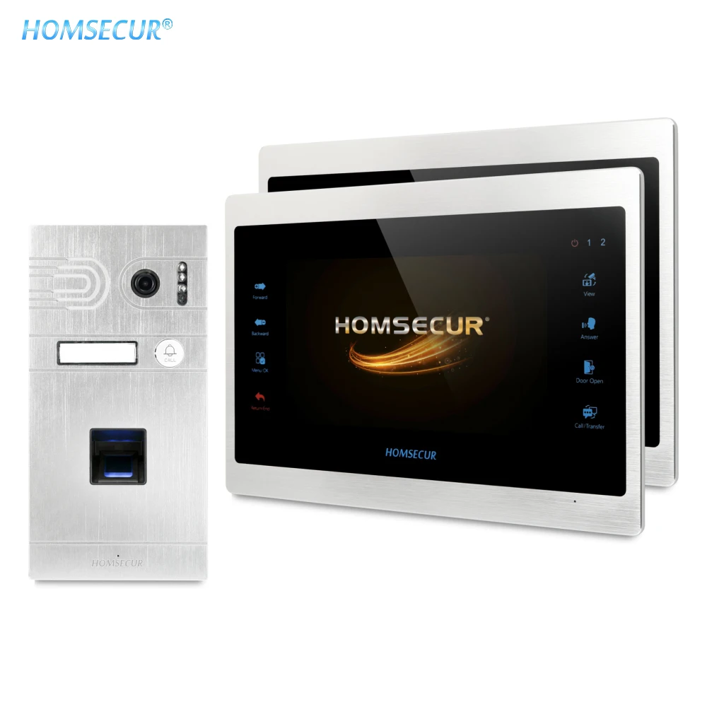 HOMSECUR 7\ Video Door Entry Phone Call System 1.3MP With Fingerprint Camera BC061HD-S+BM701HD-S