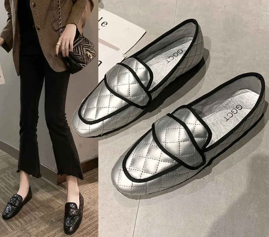 

Breathable Women Flats Spring Fashion Comfort Leather Flat Shoes Woman Slip On Female Emerald Shoes