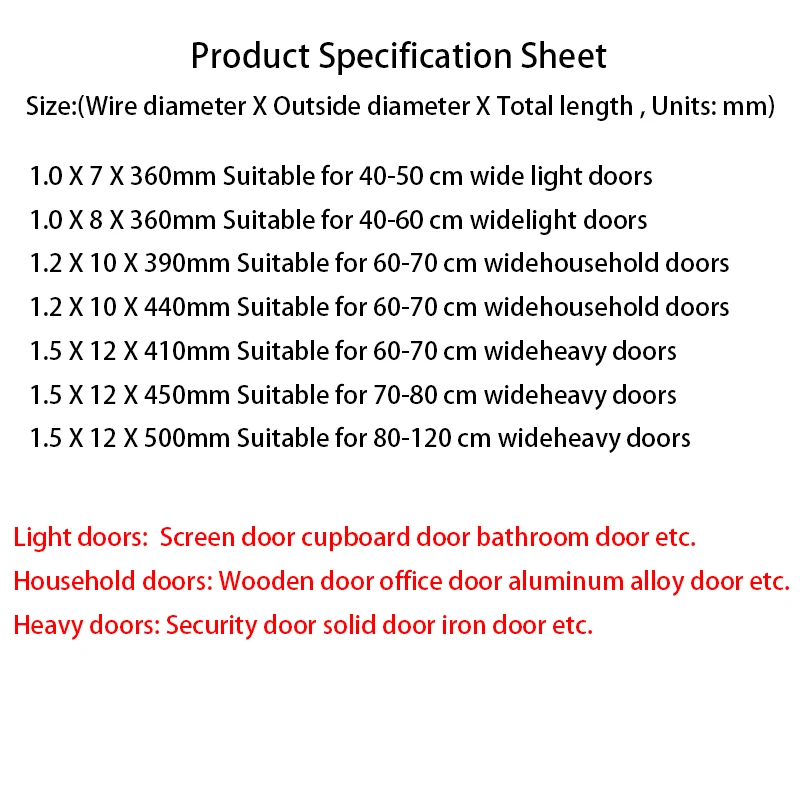 Door Automatic Closer Sensor Door Closer 65Mn Tension Extension Spring Sliding Spring 2Pieces door closer