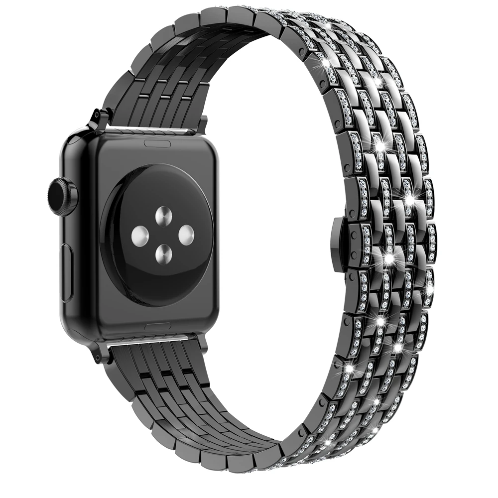 Шикарный ремешок для Apple Watch, ремешок, Кристальные стразы, женский роскошный браслет с бриллиантами, цинковый сплав, ремешок для iWatch, серия 5, 4, 3, 2, 1