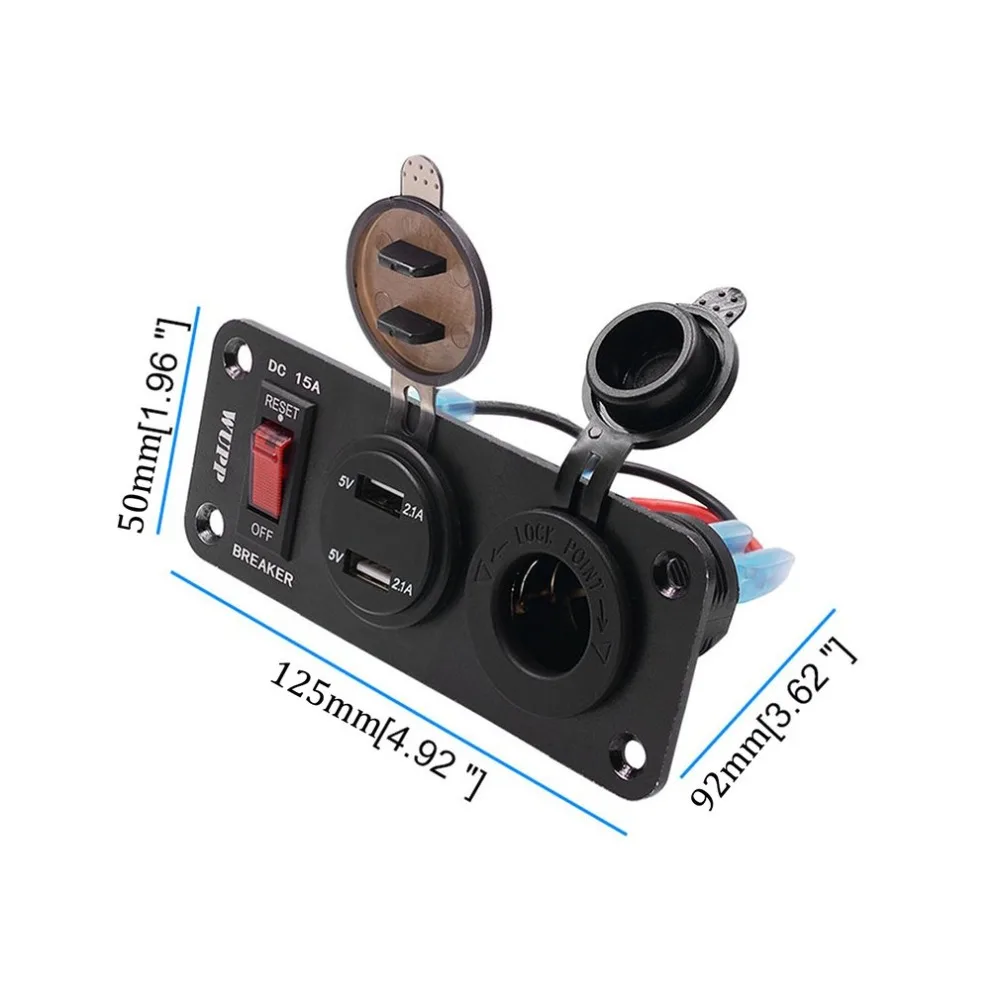 3 in 1 Multifunctional Switch Panel Dual USB Fast Charging Digital Voltage Meter Cigarette Lighter Socket for Auto Yacht