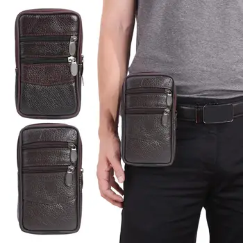 

Hot Sale Waist Bag Delicate Texture Classic PU Leather Waist Pack Men Zipper Money Wallet Card Case Bag Phone Pocket