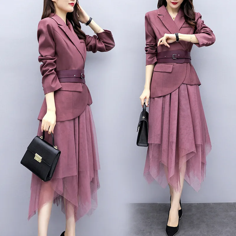 

2019 New Style Very Fairy Two-Piece Gauze Skirt Western Style by Age Elegant Small Suit WOMEN'S Suit Korean-style Autumn