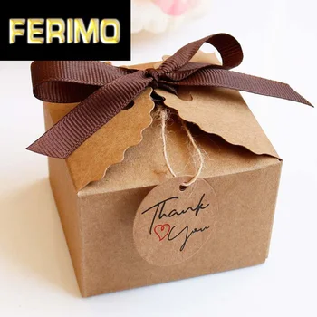

12sets Kraft Paper Box Llama Paper Gift Box Wedding Candy Boxes with Paper Tags and Ribbon DIY Party Paper Boxes for Packaging