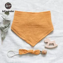 Давайте сделаем Детские Нагрудники Подарок детская одежда из хлопка для новорожденных 3 шт./компл. деревянный Прорезыватель для зубов Номинальный держатель для соски с цепочкой для младенцев с бантом Кормление слюни нагрудники