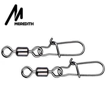 

MEREDITH 50pcs/lot Stainless Steel Fishing Connector Pin Bearing Rolling Swivel Snap Pins Fishhook Lure Sea Fishing Accessories