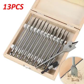 

13 Pcs Car Wood Drill Bit Set Spade Flat Hex Shank Bits 150mm Length 6-25mm Woodworks