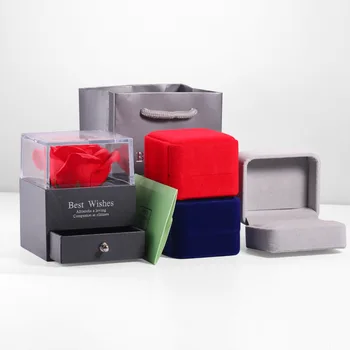 

Tong Lin Top Grade Grey Flannel Jewellery Box Flocked Jewelry Box Ear Stud Fine Silver Ring Box Necklace Pendant Box