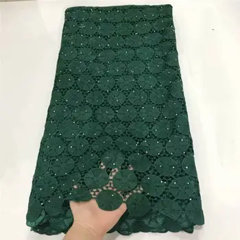 

New African Lace Fabrics Embroidered Nigerian Guipure Cord Lace Fabrics High Quality French Lace Fabric With Stonee