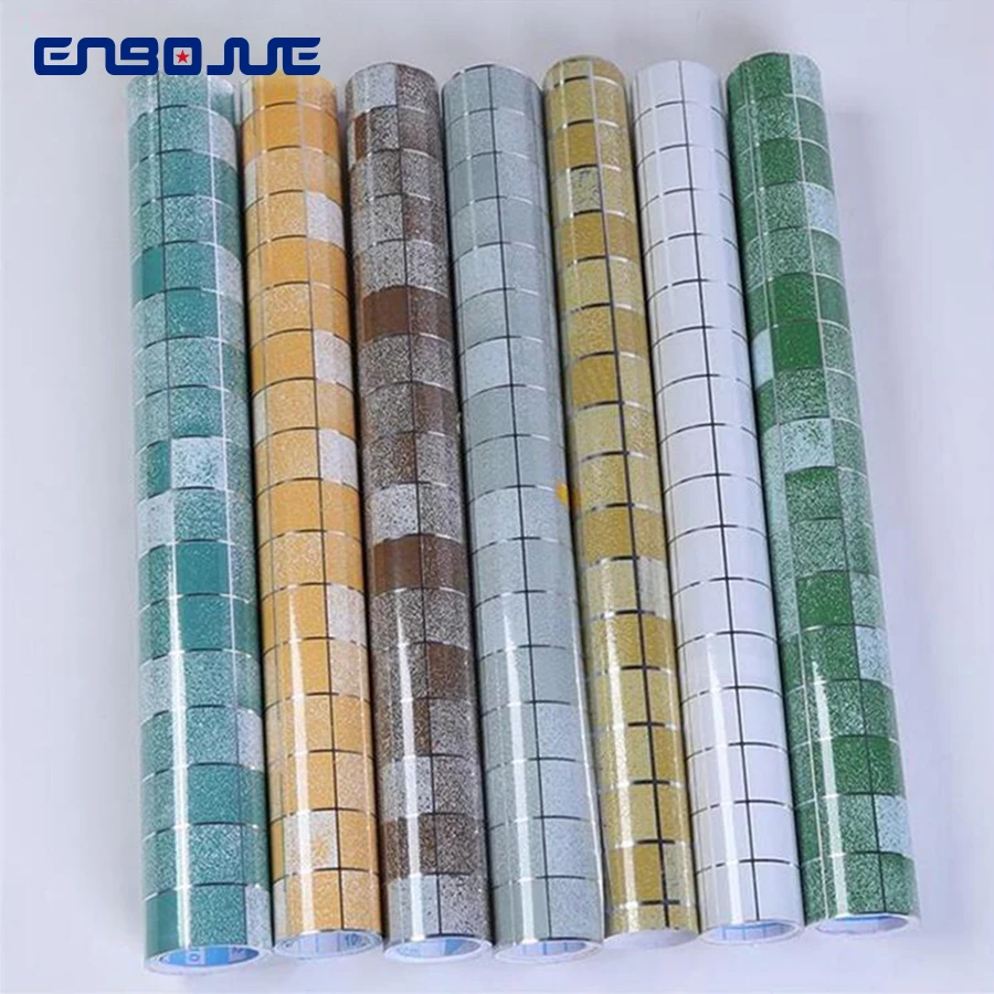 Self-Adhesive Kitchen Oil Decorative Film Bathroom Wall Sticker Balcony Waterproof Wallpaper Mosaic Aluminum Foil Tiles Stickers |