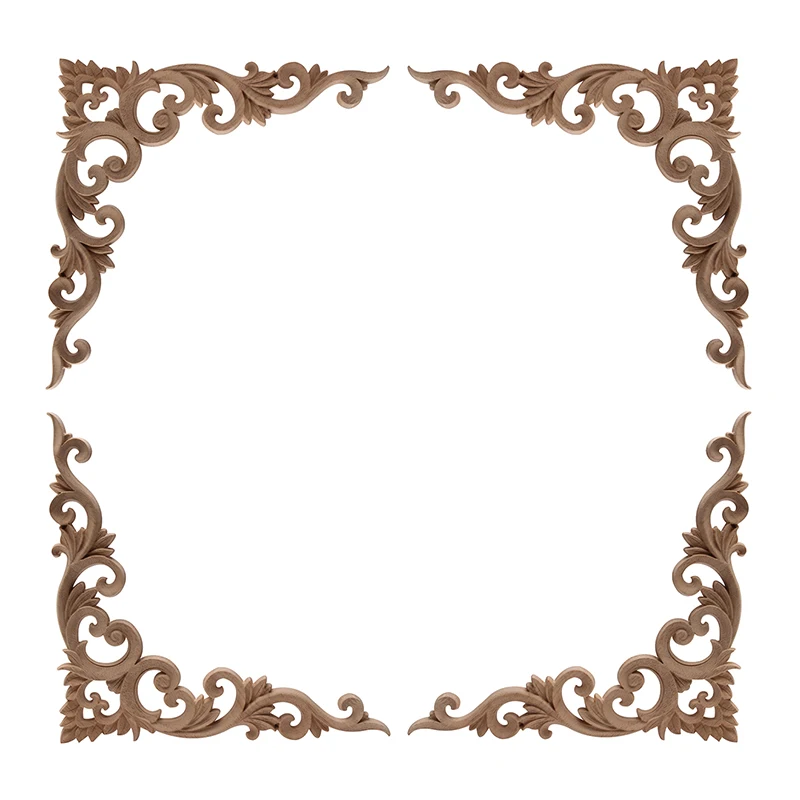 

Wood Carving Decal Solid Wood Corner Flower Accessories European Style Home Decoration Door Cabinet Bed Decoration Rose Hot Sale