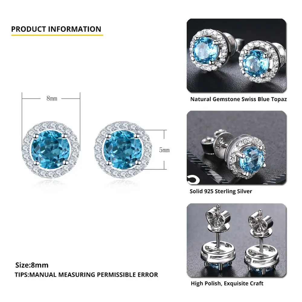 Blue Round Cut Earrings - Image 3