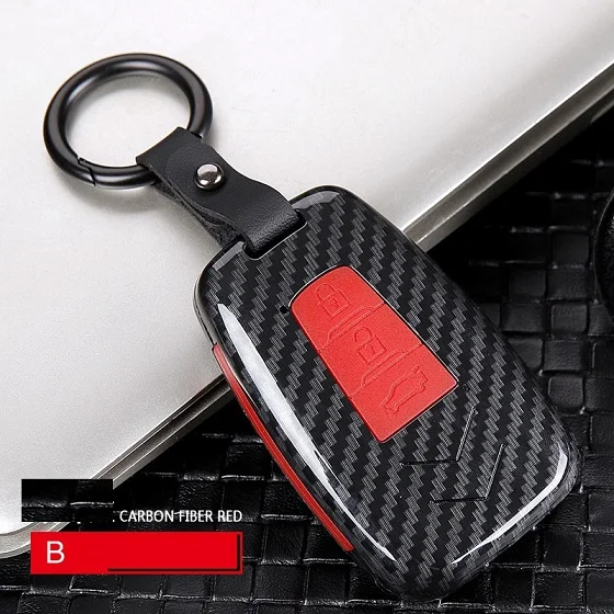 3Button carbonred Автомобильный Стайлинг ABS углеродного волокна Автомобильный Дистанционный корпус умного ключа Крышка для Toyota CHR C-HR Prado Prius Camry Corolla RAV4 - Название цвета: 3Button carbonred