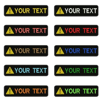

Warning Sign Logo Embroidery Custom Name Text Patch Stripes badge Iron On Or Velcro Backing Patches For Clothes Backpack Hat
