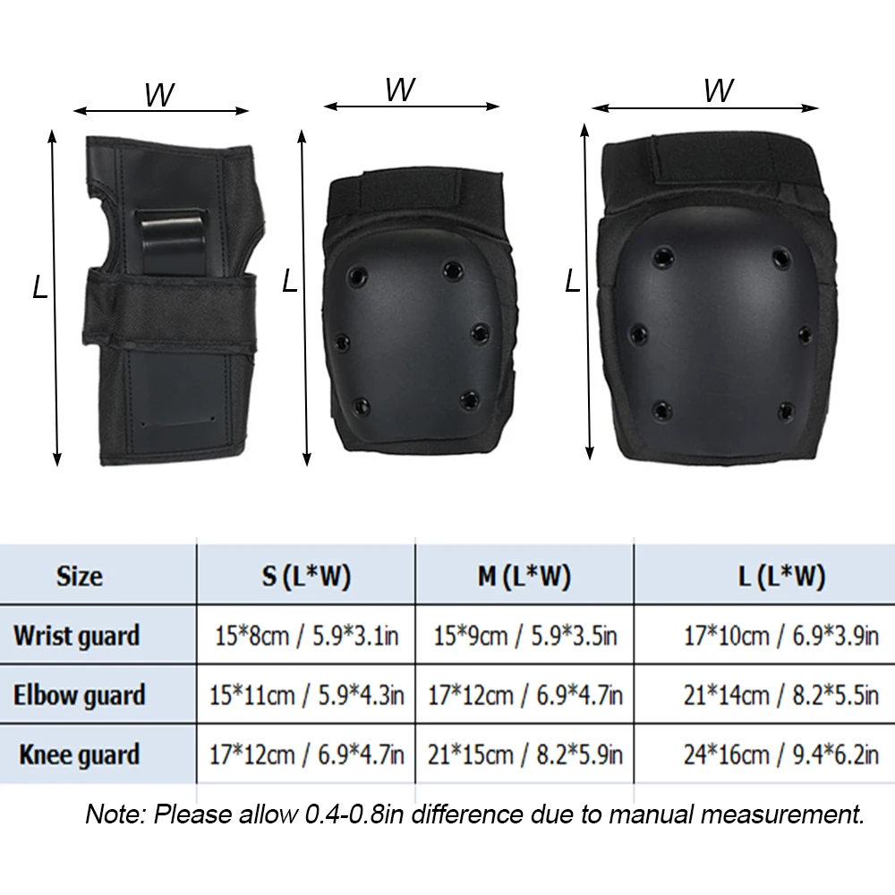 6PCS Protection Guard Pads Set Brace Cycling Roller Skating Skateboard Elbow Knee Wrist Safety Protection Guard Pads Set