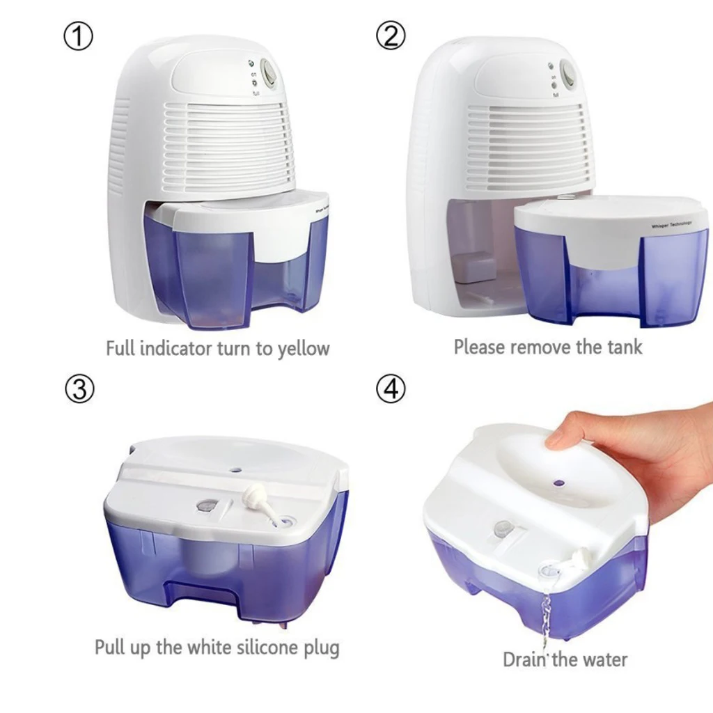 Dehumidifier Portable Air Dryer Damp Moisture 100ml Bedroom Kitchen Bathroom Toilet Queit Works