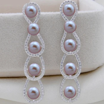 

MeiBaPJ Luxurious Natural Pearl Long Drop Earrings Real 925 Sterling Silver Fine Charm Wedding Jewelry for Women