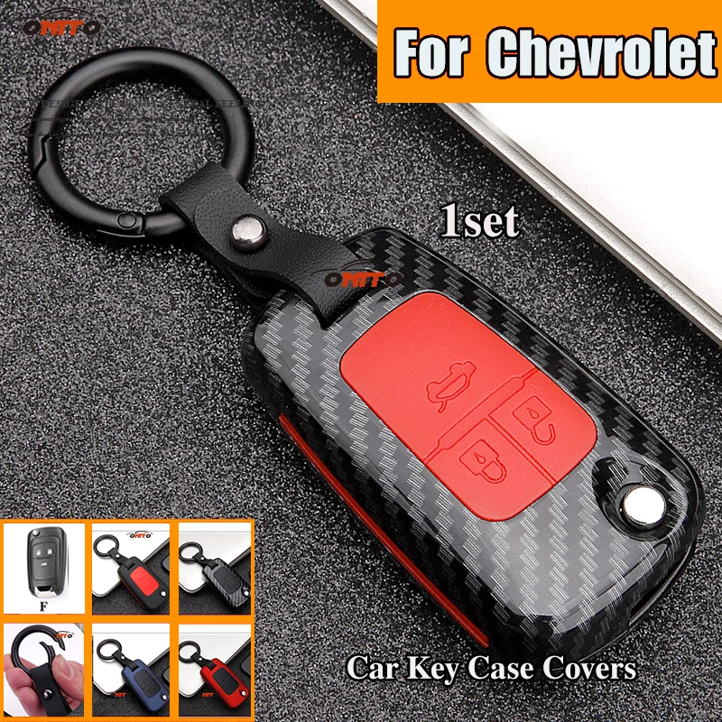 

3 Buttons Protected Car Key Shell Key Fob Bag Carbon+Rubber Auto Accessory fit for Chevrolet Volt Malibu Malibu Equinox Cruze