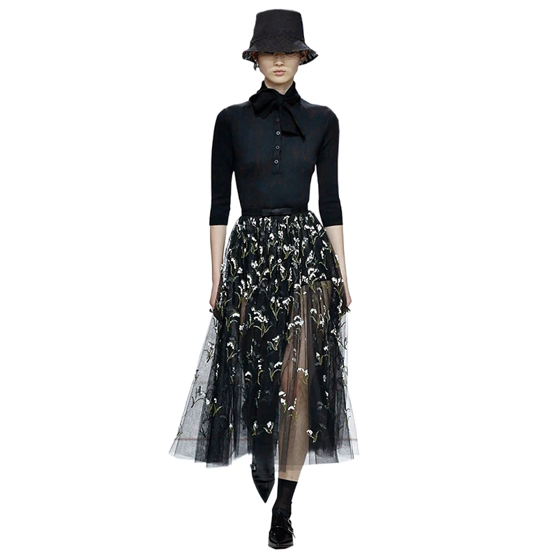 

two piece sweater sets single breasted buttons 3/4 sleeves knitted womens fall cardigans + sequin black maxi skirt ball gown